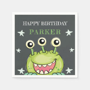 Serviette En Papier Monster Thème Anniversaire Fête Personnalisée