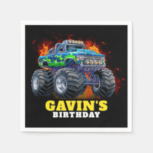 Serviette En Papier Monster Truck Personnalisé Anniversaire Fête