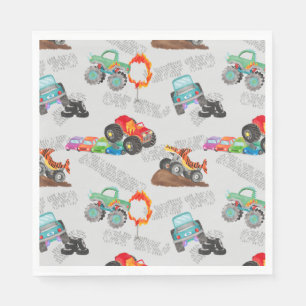 Serviette En Papier Monster Truck Stunts Aquarelle Motif gris