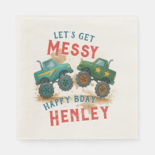 Serviette En Papier Monster Truck Watercolor Anniversaire de enfant Pa
