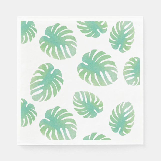 Serviette En Papier Monstera Tropical Leaf Motif Vert (Devant)