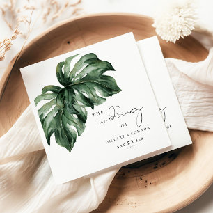Serviette En Papier Monstera tropicale mariage élégant