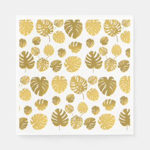 Serviette En Papier Monstère d'or moderne Feuille Tropical Motif