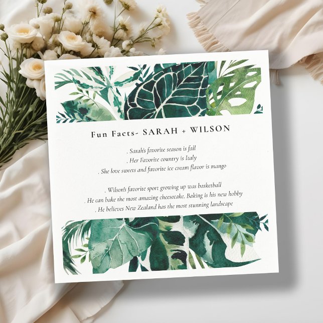 Serviette En Papier Monstère Tropicale Green Foliage Mariage Fun Faits (Créateur téléchargé)