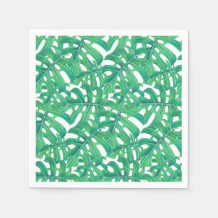 Serviette En Papier Monstère verte tropicale feuille motif