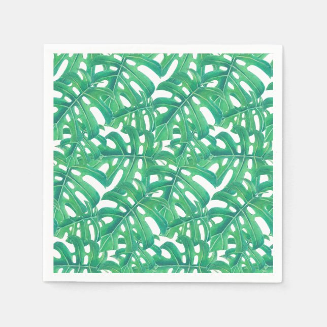 Serviette En Papier Monstère verte tropicale feuille motif (Devant)