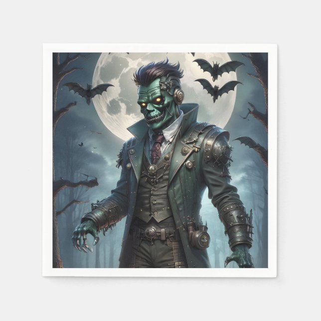 Serviette En Papier Monstre de Frankenstein Steampunk Halloween (Devant)