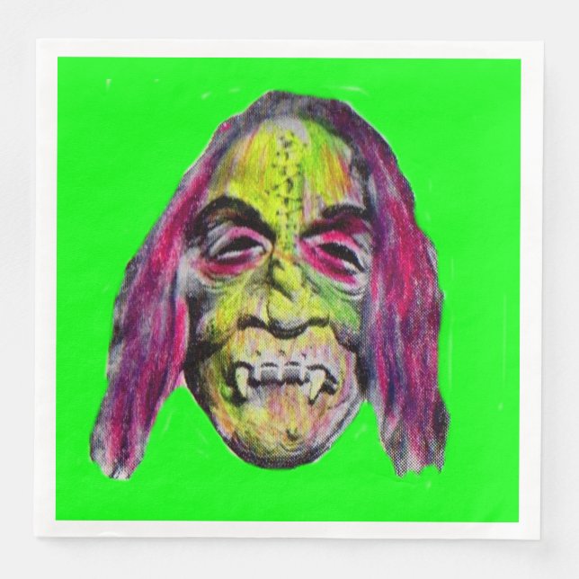 Serviette En Papier monstre d'horreur effrayant (Devant)