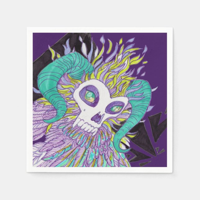 Serviette En Papier Monstre Éffrayant de plumes de démon (Devant)