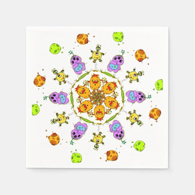 Serviette En Papier monstres mignons (Devant)