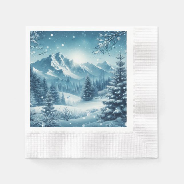 Serviette En Papier Montagne d'hiver de neige (Devant)