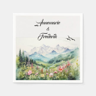Serviette En Papier Montagne et Fleur sauvage