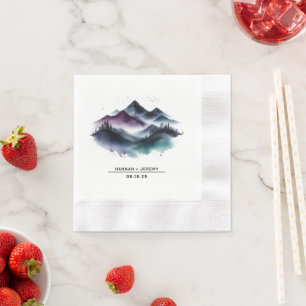 Serviette En Papier Montagnes aquarelles