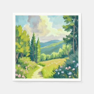 Serviette En Papier Montagnes Blanches Peinture de paysage du New Ha