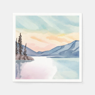 Serviette En Papier Montagnes brumeuses Lac Tahoe Aquarelle