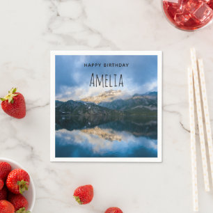 Serviette En Papier Montagnes et lac Pittoresque Nature Photo Annivers