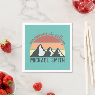 Serviette En Papier Montagnes pastel vintage appellent monogramme ciel