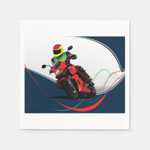 Serviette En Papier Monter Une Moto Rouge