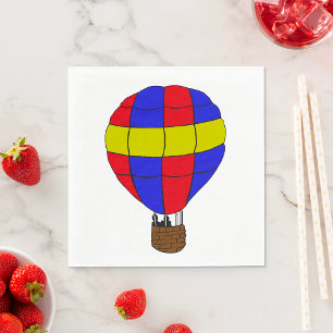 Serviette En Papier Montgolfière rouge, bleue et jaune