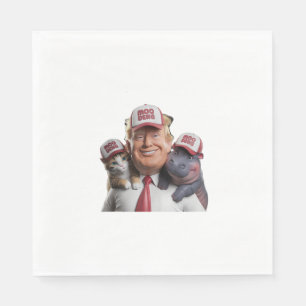 Serviette En Papier Moo Deng 24 Hippo & Chat Aidez Trump à prendre la