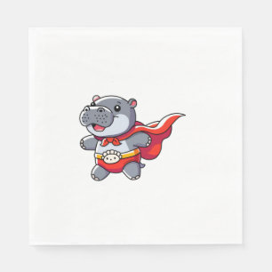 Serviette En Papier Moo Deng Baby Hippo Superhero Enfants Gentils Gent