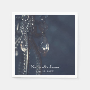 Serviette En Papier Moody Blue Crystal Elegant Chic Wedding Réception