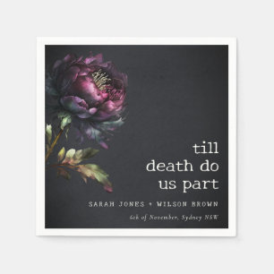 Serviette En Papier Moody Gothic violet foncé Mariage de pivoine noire