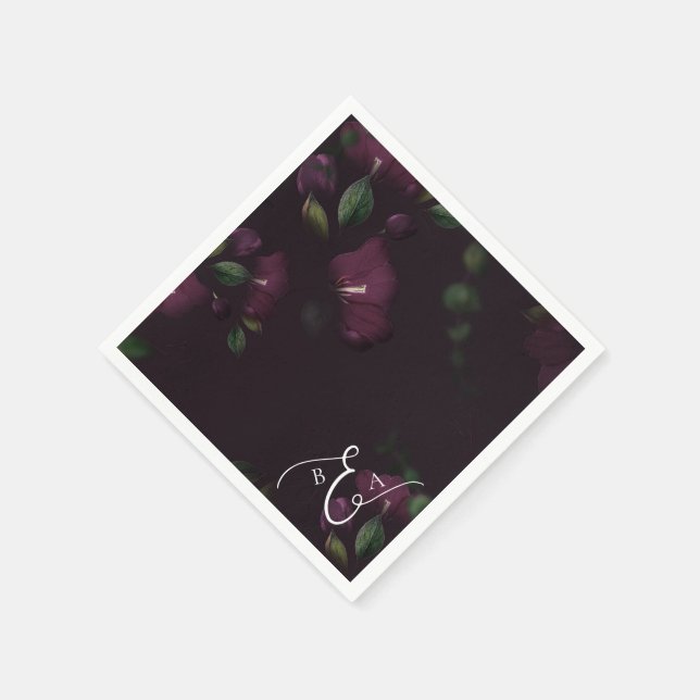 Serviette En Papier Moody Purple Bloom Grunge Mariage (Coin)