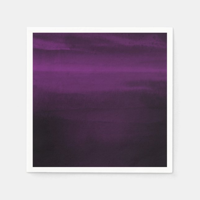Serviette En Papier Moody Purple Plum Moderne Aquarelle Chic Élégant (Devant)