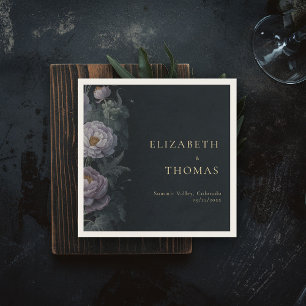 Serviette En Papier Moody Vintage Lilac Peony Floral Mariage élégant