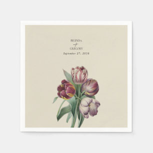 Serviette En Papier Moody Watercolor Purple Tulips Mariage Cadeau