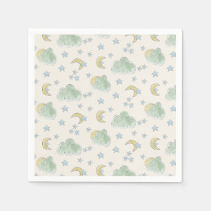 Serviette En Papier Moon Cloud Star Baby shower d'aquarelle dessinée m