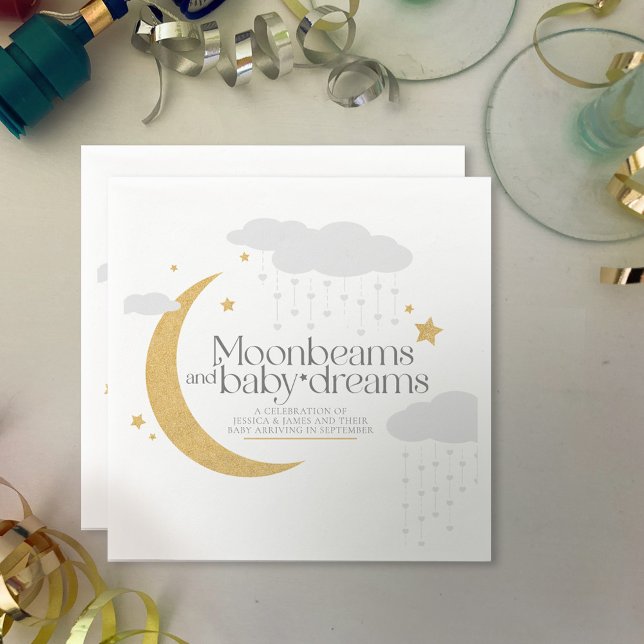 Serviette En Papier Moonbeams and baby dreams baby shower gray gold (Créateur téléchargé)