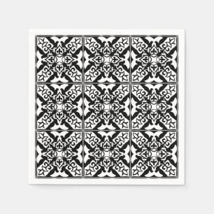 Serviette En Papier Moroccan tile - black with white background