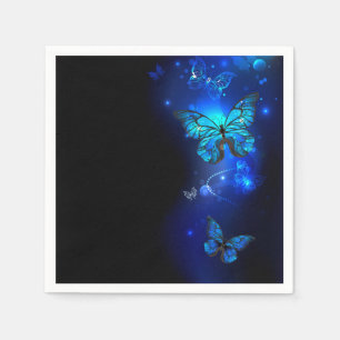 Serviette En Papier Morpho Butterfly in the Dark Background