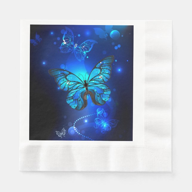 Serviette En Papier Morpho Butterfly in the Dark Background (Devant)