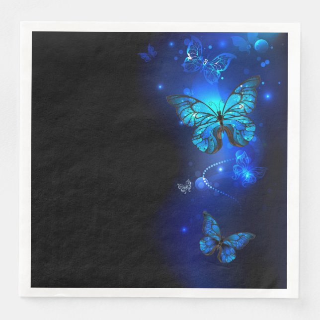 Serviette En Papier Morpho Butterfly in the Dark Background (Devant)