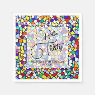 Serviette En Papier Mosaic Colorful & Fun Bonjour Trente 30ème Anniver