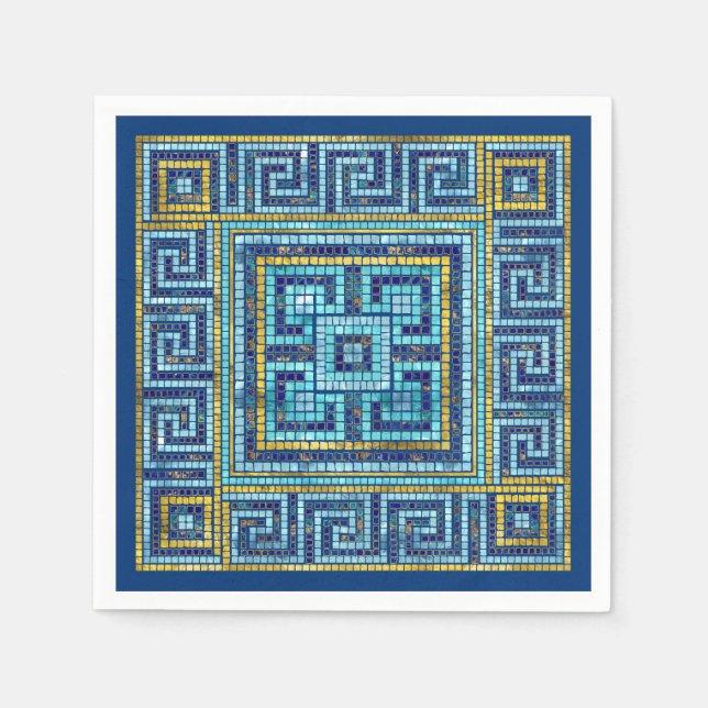 Serviette En Papier Mosaic Tile Greek Meander Key (Devant)