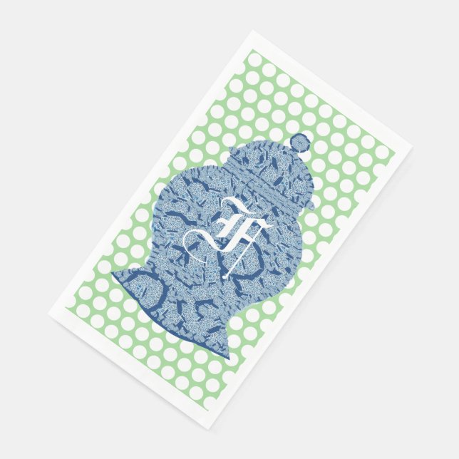 Serviette En Papier Mosaïque de pots de gingembre de pot bleu (Coin)