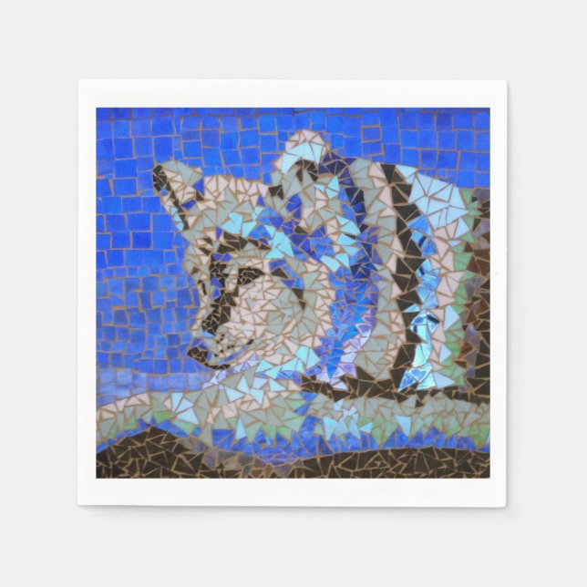 Serviette En Papier Mosaïque du loup (Devant)