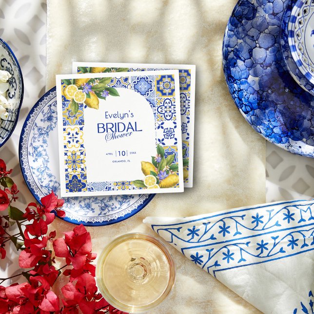 Serviette En Papier Mosaïque italienne Fête des mariées citrons carrea (Créateur téléchargé)