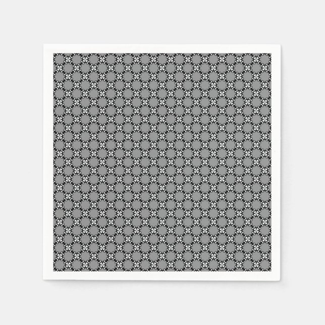 Serviette En Papier Mosaïque noire et blanche (Devant)