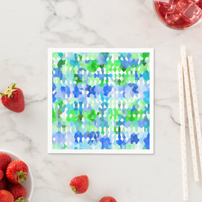 Serviette En Papier Mosaïques bleue et verte (En situation)