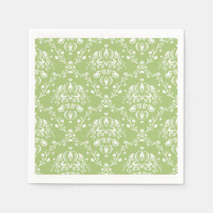 Serviette En Papier Moss Green Damask