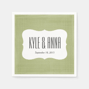 Serviette En Papier Moss Green Herringbone Chevron Imprimer