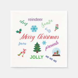 Serviette En Papier Mot de Noël amusant Conception Cloud
