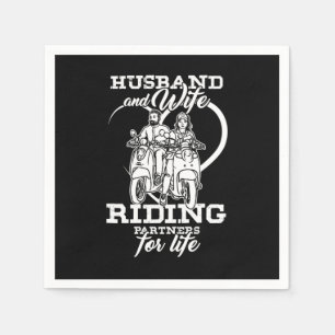 Serviette En Papier Moteur couple Lovers Motorcycle Husband And Wife
