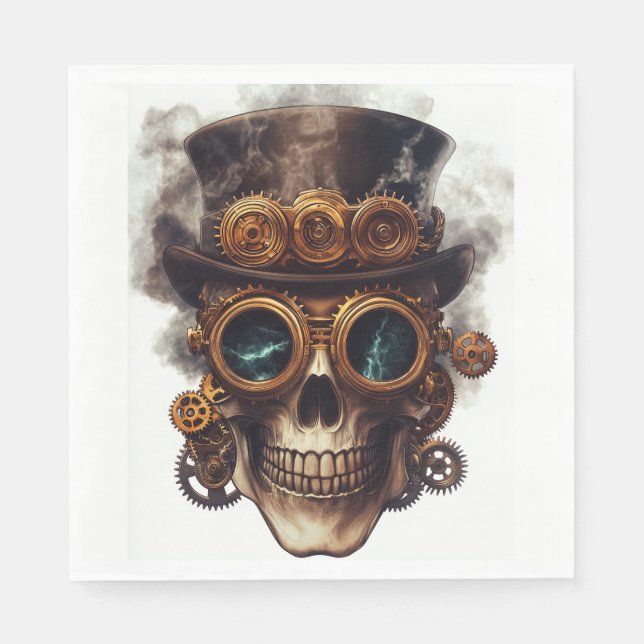 Serviette En Papier Moteur Crâne Steampunk (Devant)