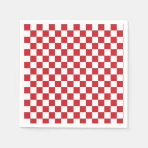 Serviette En Papier Moteur de feu rouge et blanc À damiers Vintage